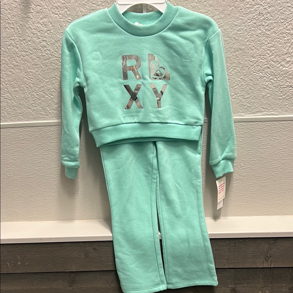 Roxy Kids sweat suit set in Mint Green NWT SZ 4-5-6